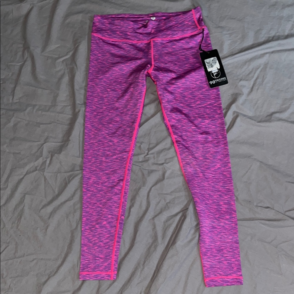 WOMANS 90 Degree By Reflex  Leggings in Vibrant Pink and Purple